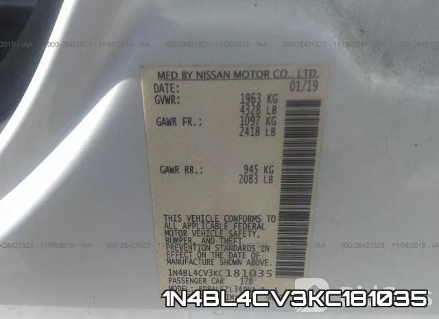 1N4BL4CV3KC181035 фото 10