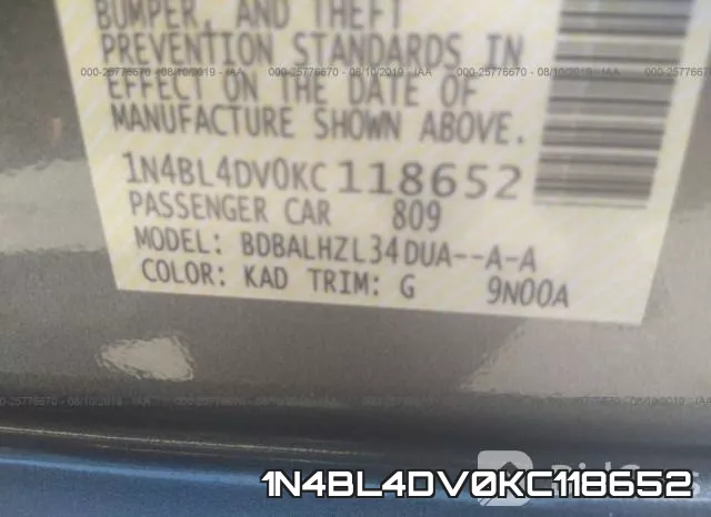 1N4BL4DV0KC118652 фото 10