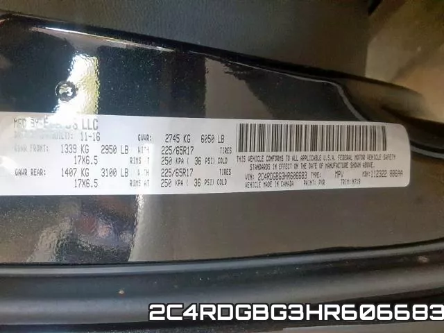2C4RDGBG3HR606683 фото 2