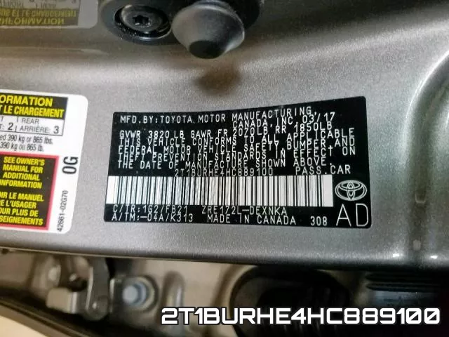 2T1BURHE4HC889100 фото 2