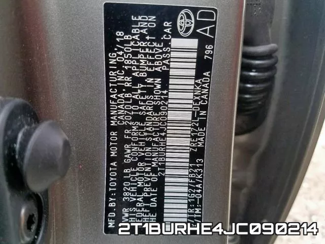2T1BURHE4JC090214 фото 2