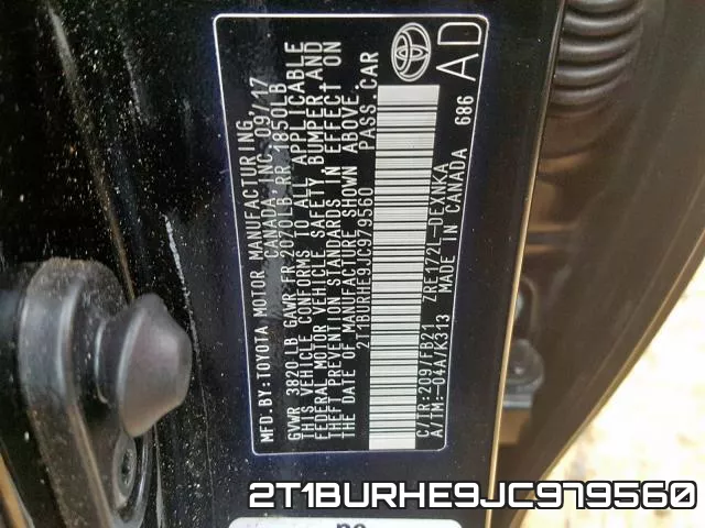 2T1BURHE9JC979560 фото 2