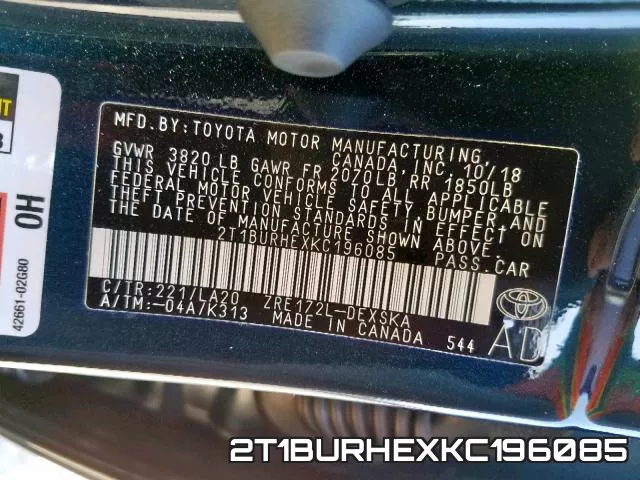 2T1BURHEXKC196085 фото 2