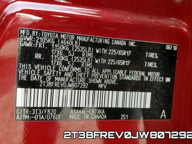 2T3BFREV0JW807292 фото 2