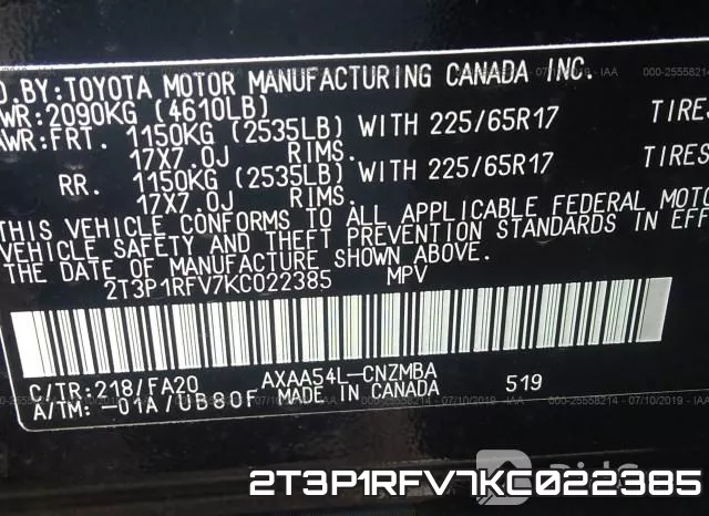 2T3P1RFV7KC022385 фото 9
