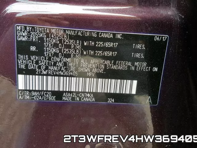 2T3WFREV4HW369405 фото 2