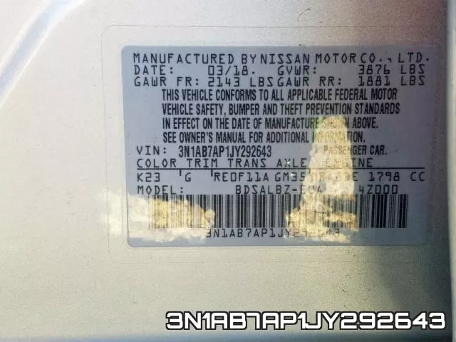 3N1AB7AP1JY292643 фото 2