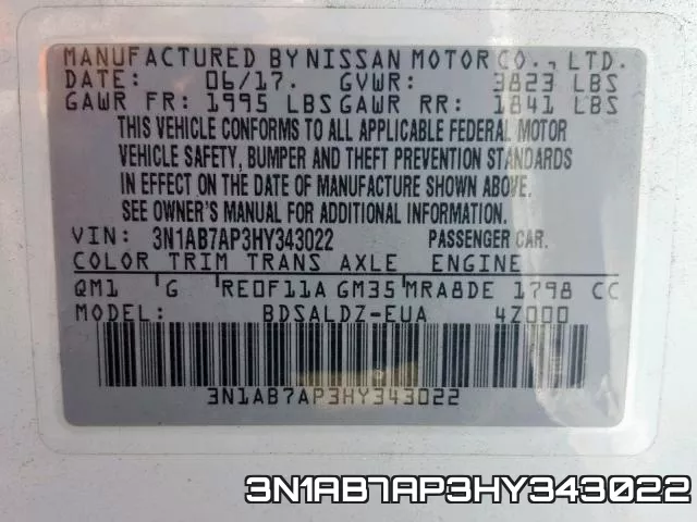 3N1AB7AP3HY343022 фото 2