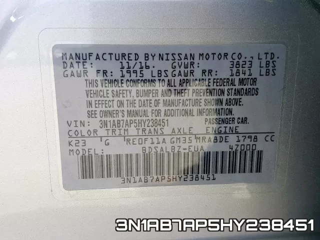 3N1AB7AP5HY238451 фото 2