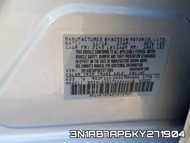 3N1AB7AP6KY271904 фото 2