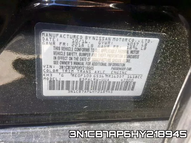 3N1CB7AP6HY218945 фото 2