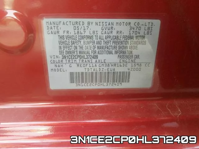 3N1CE2CP0HL372409 фото 2