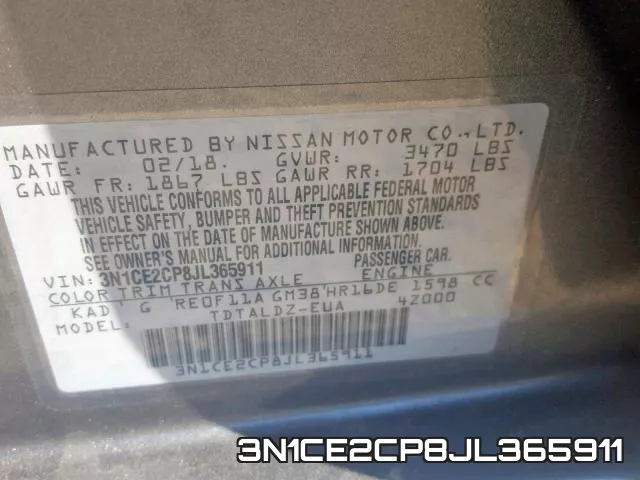 3N1CE2CP8JL365911 фото 2
