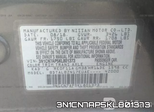 3N1CN7AP5KL801373 фото 9
