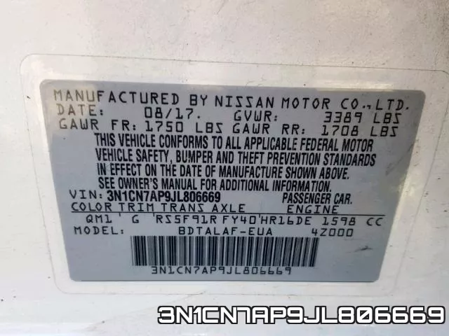 3N1CN7AP9JL806669 фото 2