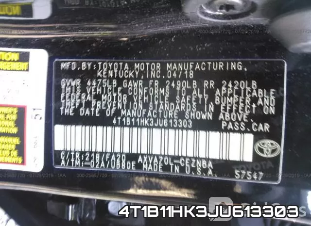 4T1B11HK3JU613303 фото 10