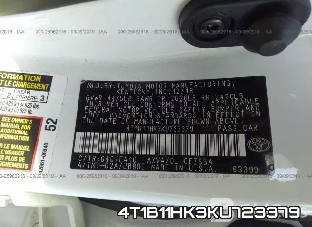 4T1B11HK3KU723379 фото 10