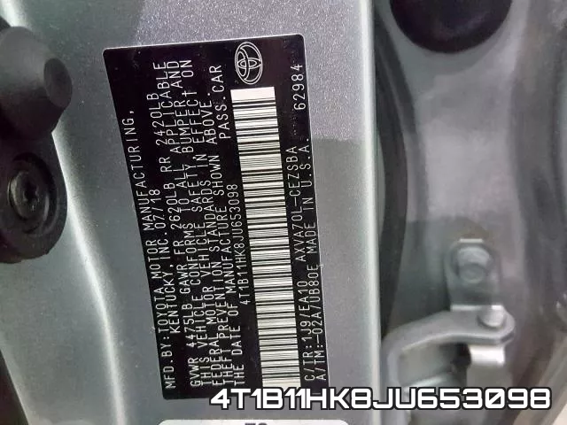 4T1B11HK8JU653098 фото 2