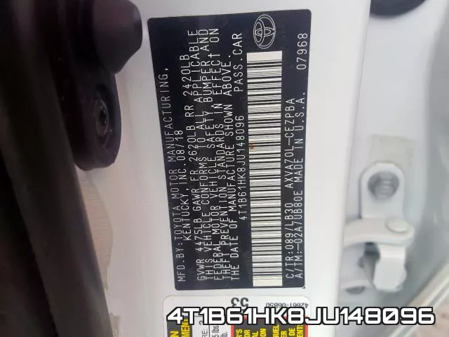 4T1B61HK8JU148096 фото 2