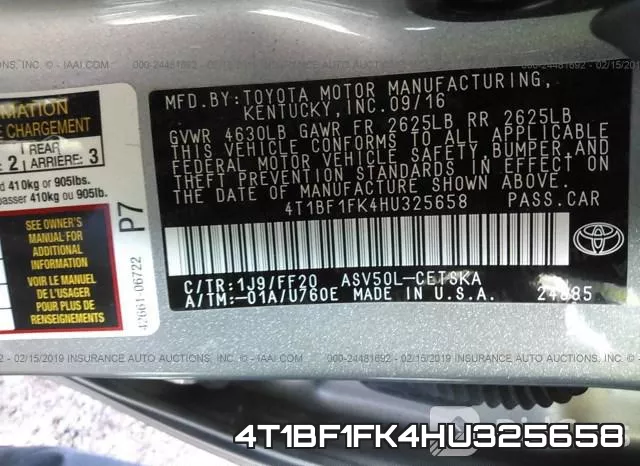 4T1BF1FK4HU325658 фото 10