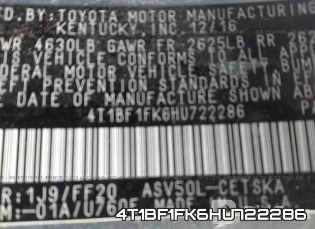 4T1BF1FK6HU722286 фото 9