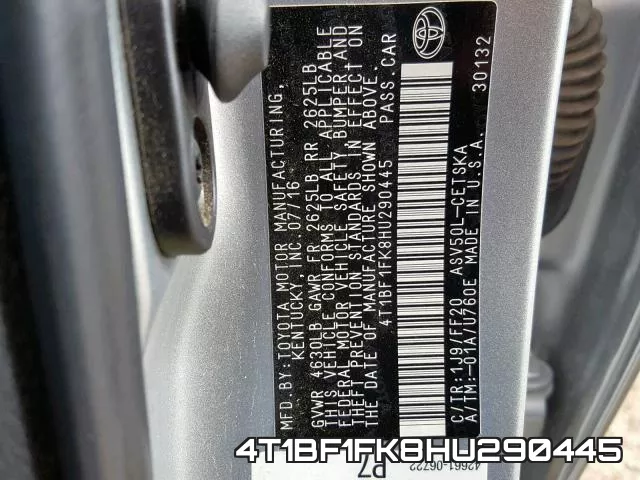 4T1BF1FK8HU290445 фото 2