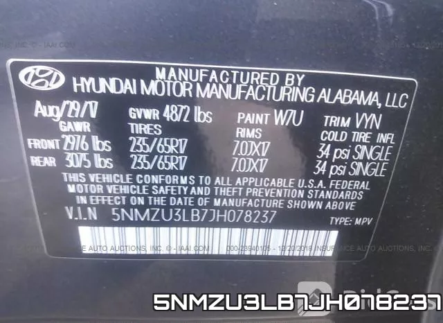 5NMZU3LB7JH078237 фото 10