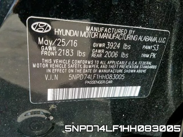 5NPD74LF1HH083005 фото 2