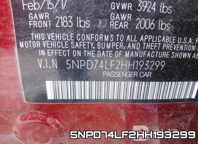 5NPD74LF2HH193299 фото 10