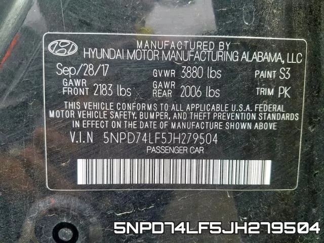 5NPD74LF5JH279504 фото 2