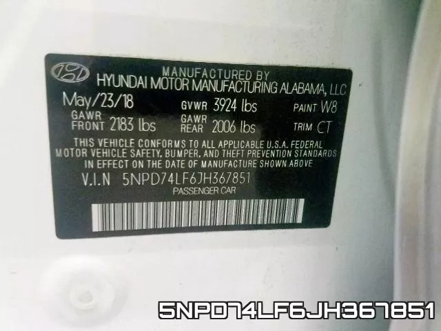 5NPD74LF6JH367851 фото 2