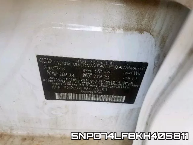 5NPD74LF8KH405811 фото 2
