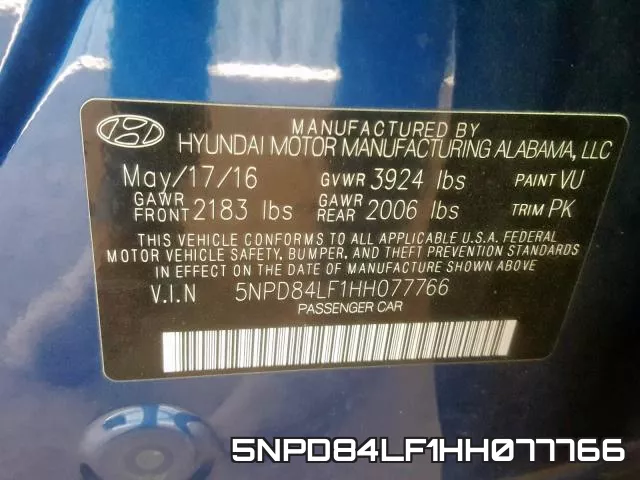 5NPD84LF1HH077766 фото 2