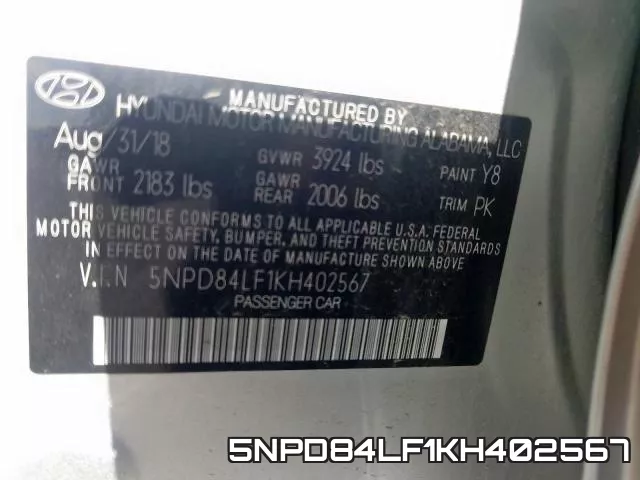 5NPD84LF1KH402567 фото 2