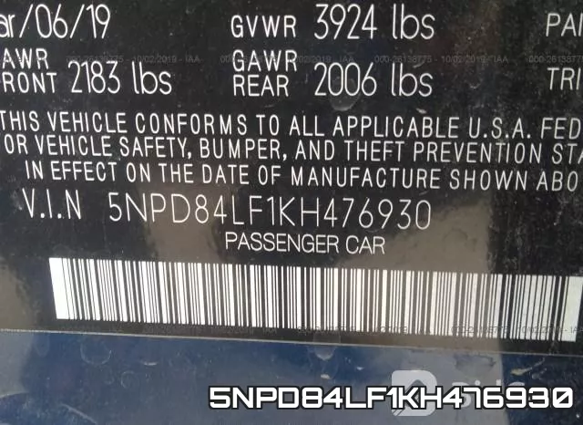 5NPD84LF1KH476930 фото 10