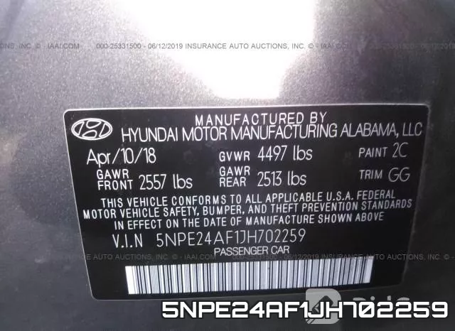 5NPE24AF1JH702259 фото 10