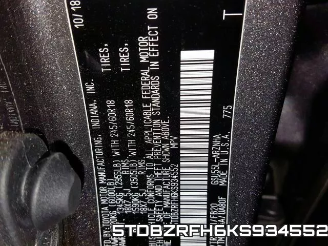 5TDBZRFH6KS934552 фото 2