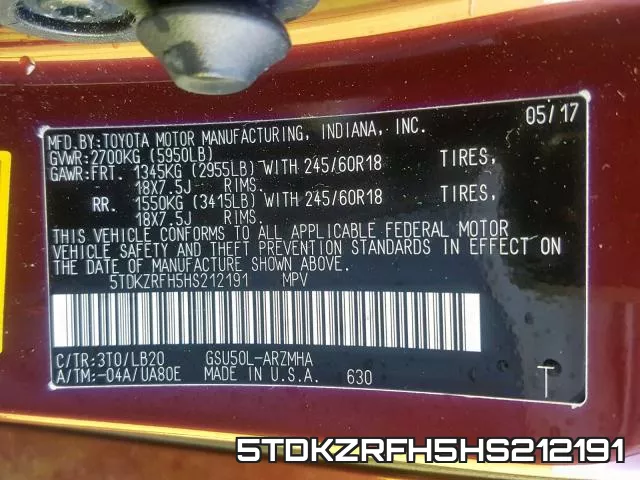 5TDKZRFH5HS212191 фото 2
