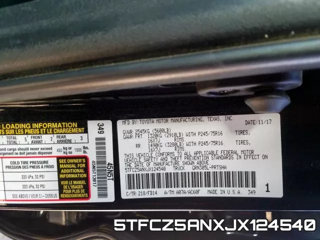 5TFCZ5ANXJX124540 фото 2