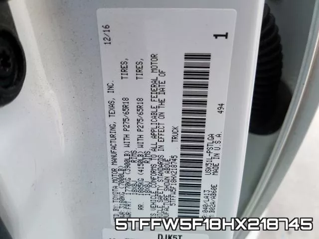 5TFFW5F18HX218745 фото 2