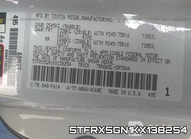5TFRX5GN1KX138254 фото 10