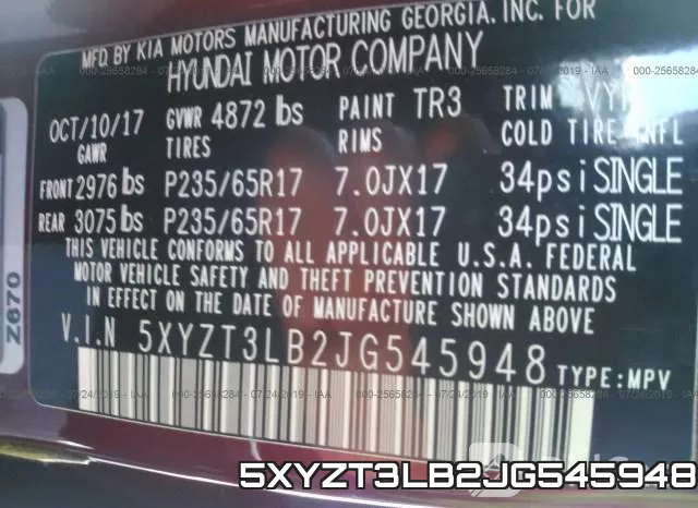 5XYZT3LB2JG545948 фото 10