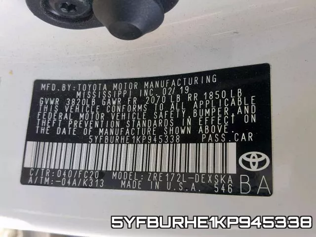 5YFBURHE1KP945338 фото 2