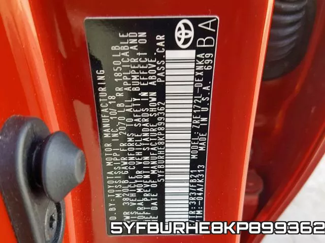 5YFBURHE8KP899362 фото 2