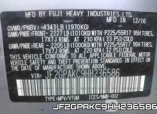 JF2GPAKC9HH236586 фото 10