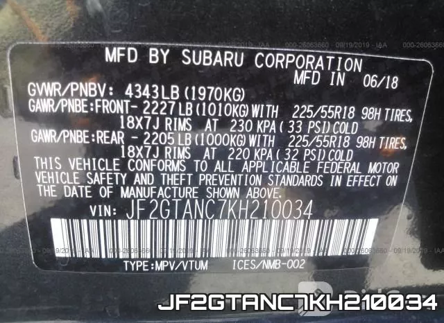JF2GTANC7KH210034 фото 10