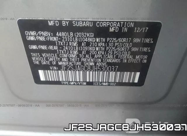 JF2SJAGC8JH530037 фото 10