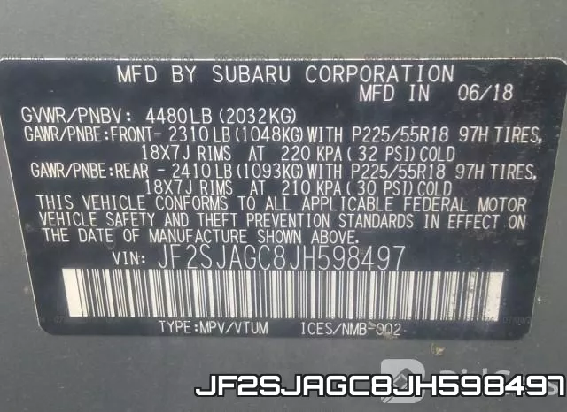 JF2SJAGC8JH598497 фото 10