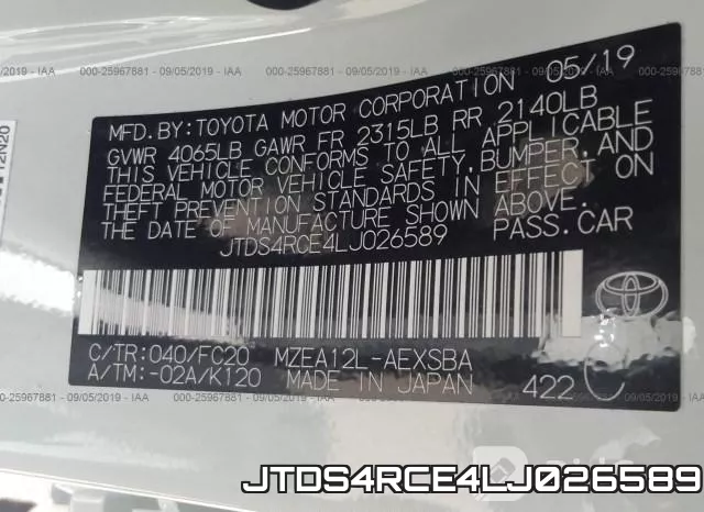 JTDS4RCE4LJ026589 фото 10