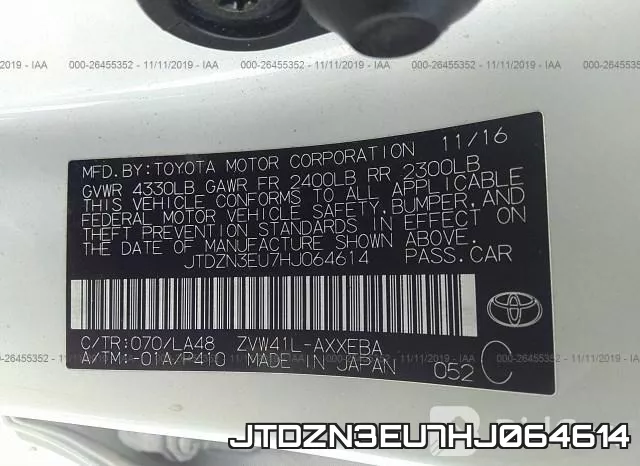 JTDZN3EU7HJ064614 фото 10